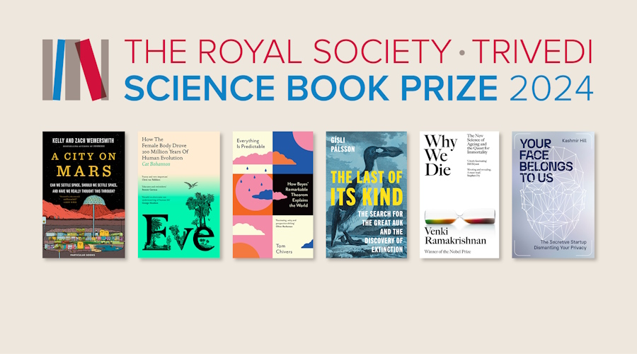 Covers of the six books shortlisted for the Science Book Prize 2024 